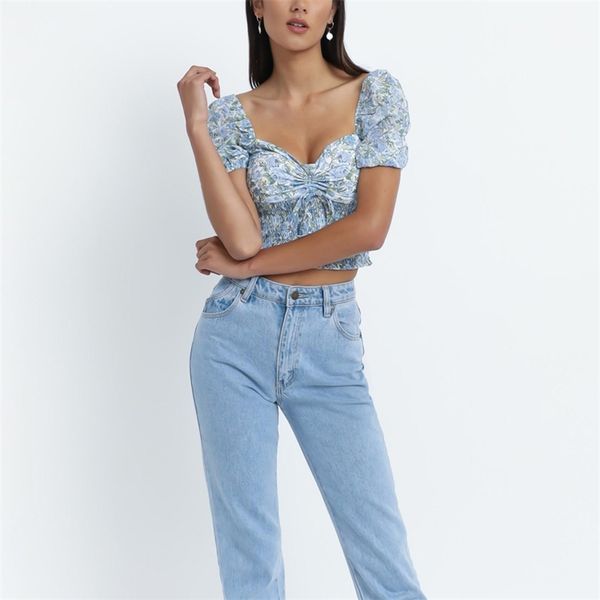 summer women's casual print bow decorated short shirt 210430, White 
summer women's casual print bow decorated short shirt 210430, White