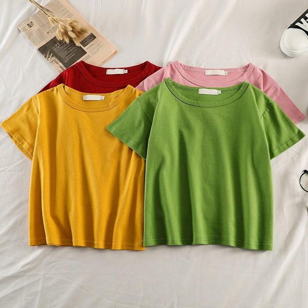 korean cotton crop summer women casual slim solid t shirt harajuku short sleeve basic t-shirts girl candy color tees women's t-shirt, White
korean cotton crop summer women casual slim solid t shirt harajuku short sleeve basic t-shirts girl candy color tees women's t-shirt, White