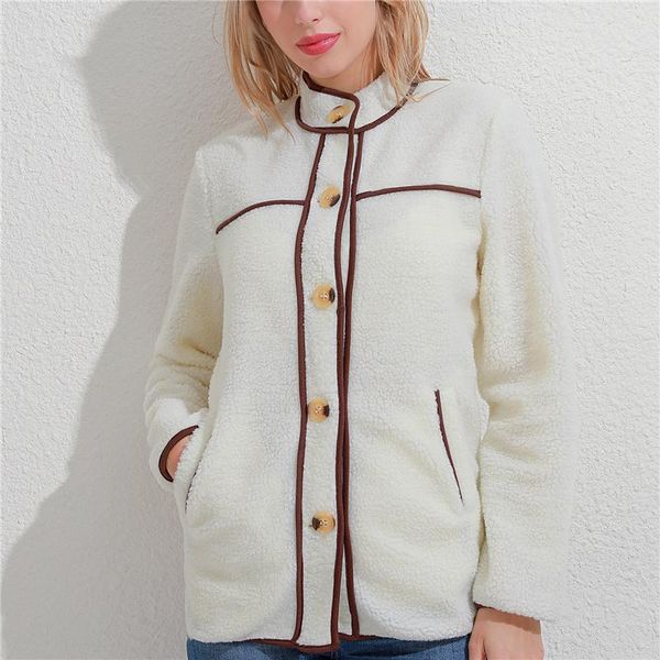 women's fur & faux women fashion lamb jacket coat autumn winter outerwear button plush ladies casual overcoat, Black
women's fur & faux women fashion lamb jacket coat autumn winter outerwear button plush ladies casual overcoat, Black