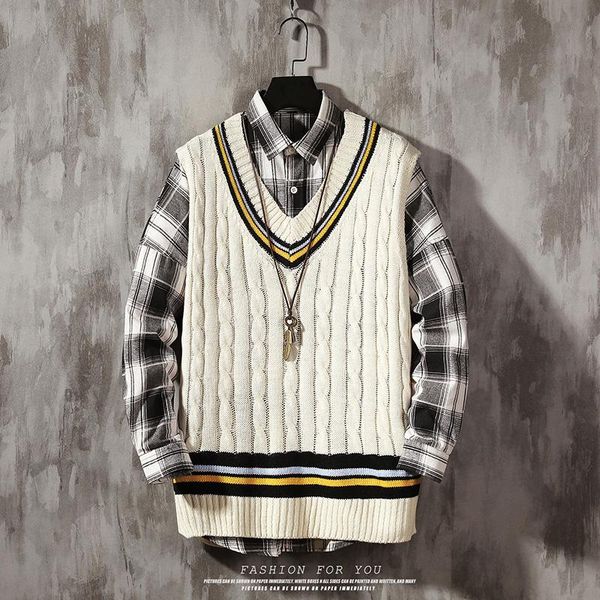 vest-shirt 2021 summer men knitted vest sweater men's solid color v-neck pullover thick slim tees+shirts/man 2 piece vests, Black;white
vest-shirt 2021 summer men knitted vest sweater men's solid color v-neck pullover thick slim tees+shirts/man 2 piece vests, Black;white