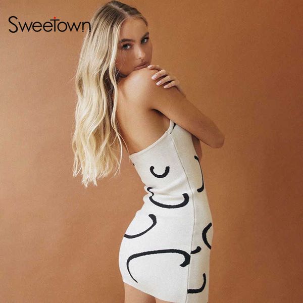 sweetown chic wave print knitted mini es women backless holiday beach female sleeveless summer dress harajuku, Black;white
sweetown chic wave print knitted mini es women backless holiday beach female sleeveless summer dress harajuku, Black;white