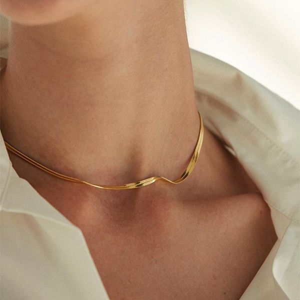 chokers gold flat blade chain choker necklace women snake jewelry gift, Golden;silver
chokers gold flat blade chain choker necklace women snake jewelry gift, Golden;silver