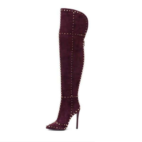 boots emma king women over the knee high stretchy suede leather woman shoes long back zipper rivet stiletto heel pump a9on, Black
boots emma king women over the knee high stretchy suede leather woman shoes long back zipper rivet stiletto heel pump a9on, Black