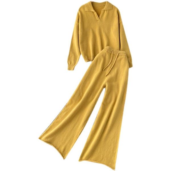 women's tracksuits autumn and winter sweater trousers suit retro v-neck pullover + high-waist wide-leg fashion two-piece female, Gray
women's tracksuits autumn and winter sweater trousers suit retro v-neck pullover + high-waist wide-leg fashion two-piece female, Gray