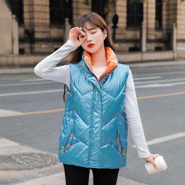 women's vests 2021 winter loose vest female shiny solid hooded sleeveless jacket casual stand collar cotton padded thick outwear z959, Black;white
women's vests 2021 winter loose vest female shiny solid hooded sleeveless jacket casual stand collar cotton padded thick outwear z959, Black;white