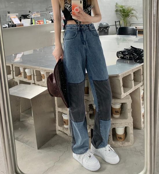 women's jeans streetwear hip hop panelled patchwork harajuku aesthetic pants high waist loose wide leg denim, Blue
women's jeans streetwear hip hop panelled patchwork harajuku aesthetic pants high waist loose wide leg denim, Blue