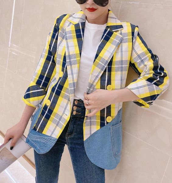 women's suits & blazers women spring double breasted blazer jacket vintage loose splicing pockets casual street lady chic korean outwea, White;black
women's suits & blazers women spring double breasted blazer jacket vintage loose splicing pockets casual street lady chic korean outwea, White;black
