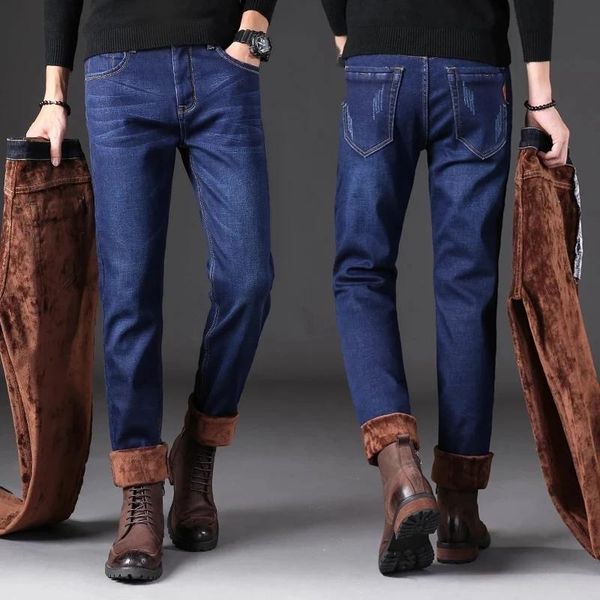 men's jeans winter warm for men slim straight plus velvet thick denim trousers stretch large size classic casual long pants, Blue
men's jeans winter warm for men slim straight plus velvet thick denim trousers stretch large size classic casual long pants, Blue