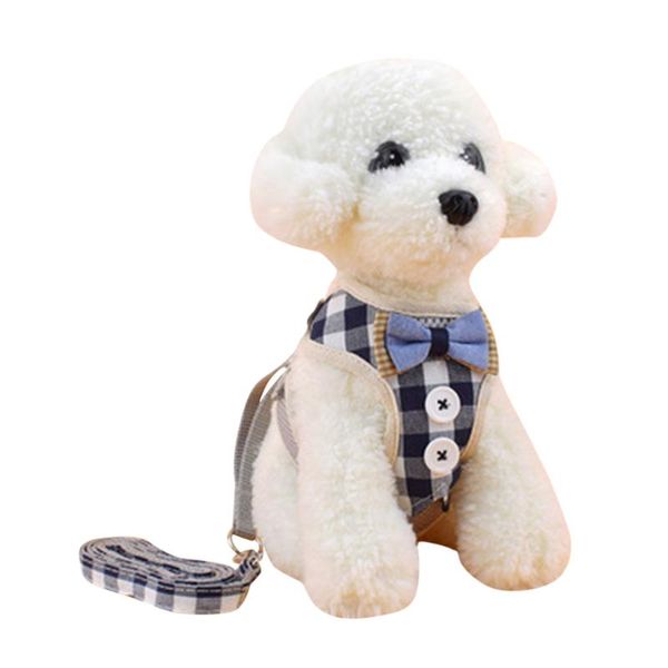 dog collars & leashes cats dogs plaid harness firm chest wrap strap rope leash for small pet supply 206