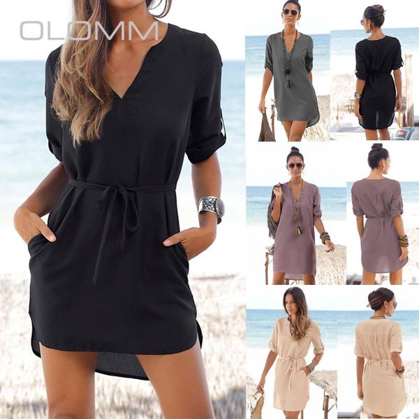 women's blouses & shirts fashion casual elegant 2021 summer solid color and v-neck loose slimming chiffon shirt beach one-piece dress, White
women's blouses & shirts fashion casual elegant 2021 summer solid color and v-neck loose slimming chiffon shirt beach one-piece dress, White