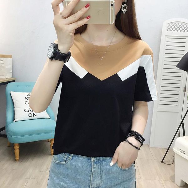 women's t-shirt 2021 patchwork cotton women short sleeve loose casual solid color summer tshirts female o-neck soft fashion, White
women's t-shirt 2021 patchwork cotton women short sleeve loose casual solid color summer tshirts female o-neck soft fashion, White