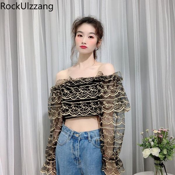 women's blouses & shirts fall long sleeve off shoulder collar ruffle embroidery crop elegant shirt women blouse fashion tee bodycon, White
women's blouses & shirts fall long sleeve off shoulder collar ruffle embroidery crop elegant shirt women blouse fashion tee bodycon, White