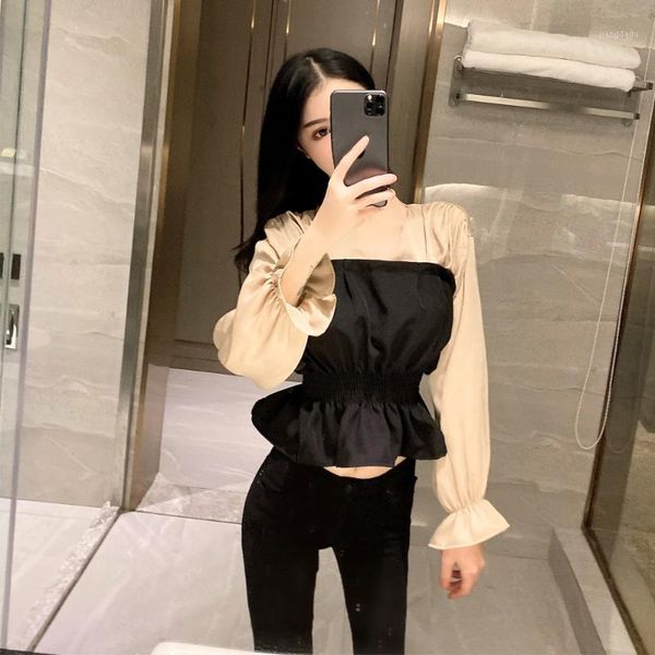 women's blouses & shirts womens and korean fashion clothing patchwork ruffles square collar short flare sleeve casual style autumn fem, White
women's blouses & shirts womens and korean fashion clothing patchwork ruffles square collar short flare sleeve casual style autumn fem, White