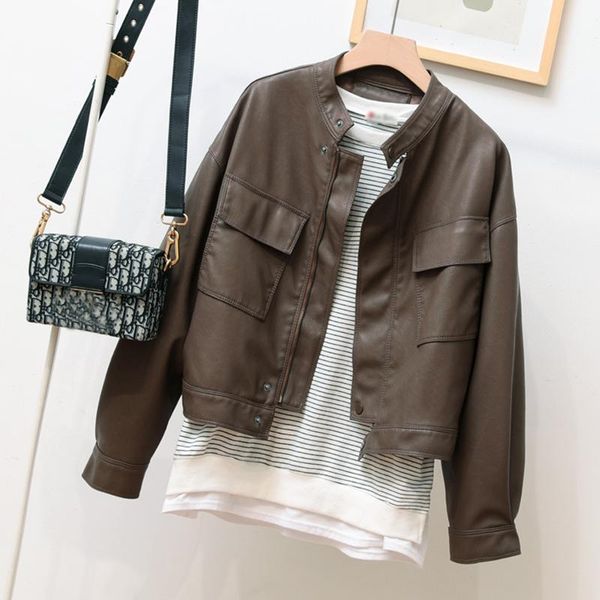 women's leather & faux sedutmo autumn punk slim jacket women short pu coat spring biker motorcycle casual outerwear ed1675, Black
women's leather & faux sedutmo autumn punk slim jacket women short pu coat spring biker motorcycle casual outerwear ed1675, Black