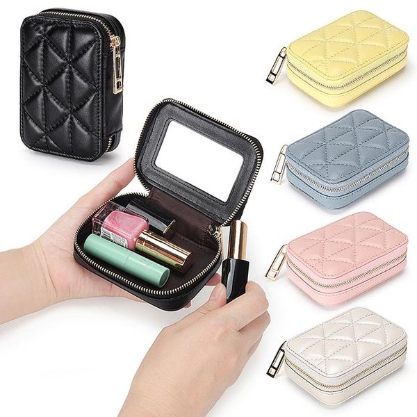 storage bags leather cosmetic bag lipstick organizer box outdoor portable makeup case with mirror for women
storage bags leather cosmetic bag lipstick organizer box outdoor portable makeup case with mirror for women