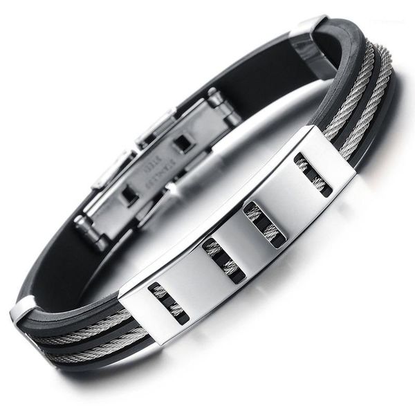 1pc fashion new men's titanium steel silicone bracelet delicate allergy prevention joker bracelet jewelry friends family gifts1, Black
1pc fashion new men's titanium steel silicone bracelet delicate allergy prevention joker bracelet jewelry friends family gifts1, Black