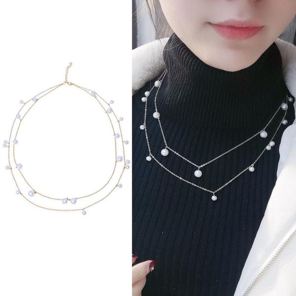 chains tworows gold plated real natural freshwater pearl necklace fashion charm jewelry 2pcs/lot, Silver
chains tworows gold plated real natural freshwater pearl necklace fashion charm jewelry 2pcs/lot, Silver