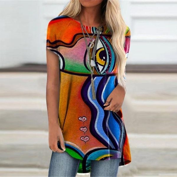 women's t-shirt abstract print loose short sleeve t-shirts o neck casual tunic vintage graphic tee shirt femme camisetas, White
women's t-shirt abstract print loose short sleeve t-shirts o neck casual tunic vintage graphic tee shirt femme camisetas, White