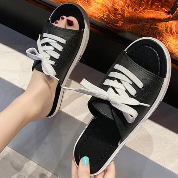 women sandals indoor outdoor flat beach flip-flops summer lace up women's slippers comfortable woman shoes solid color qq66, Black
women sandals indoor outdoor flat beach flip-flops summer lace up women's slippers comfortable woman shoes solid color qq66, Black