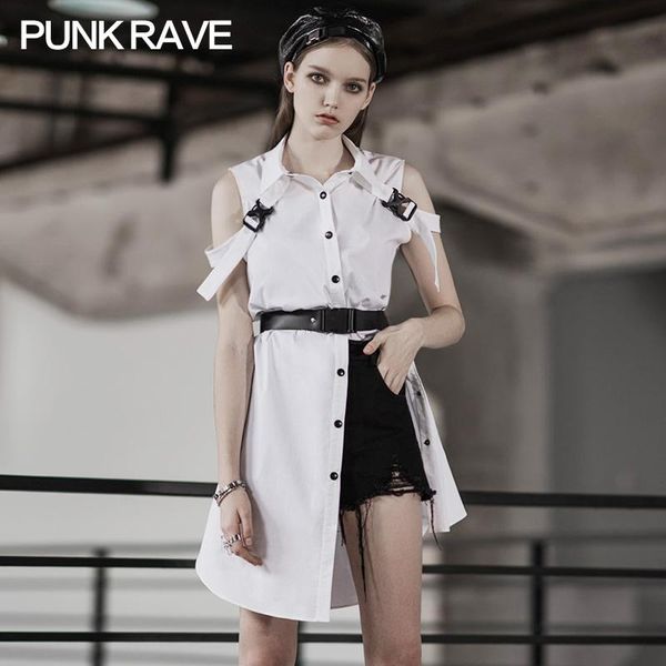 girl's summer function simple sleeveless long shirt dress with belt punk women blouse streetwear women's blouses & shirts, White
girl's summer function simple sleeveless long shirt dress with belt punk women blouse streetwear women's blouses & shirts, White