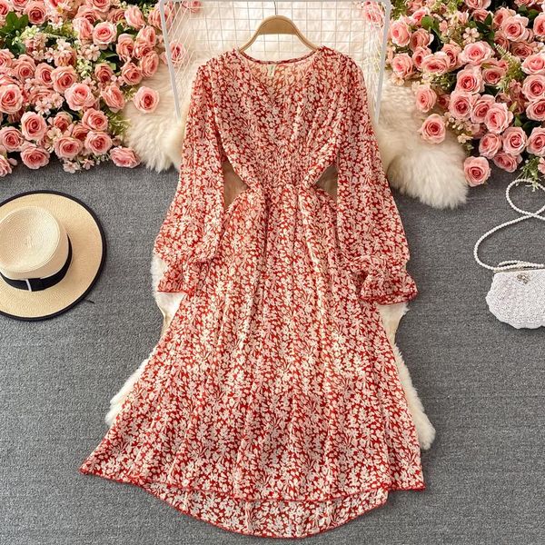 casual dresses autumn french style vacation chiffon dress retro waist-controlled slimming v-neckline floral skirt bell sleeve swing long, Black;gray
casual dresses autumn french style vacation chiffon dress retro waist-controlled slimming v-neckline floral skirt bell sleeve swing long, Black;gray
