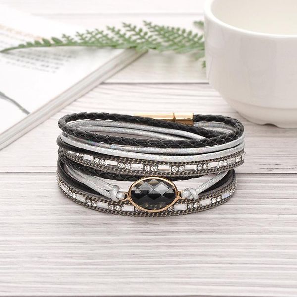 tennis chukui women trendy rhinestone black simulated semi-precious magnet wrap pu leather bracelet multiple layers bracelets, Golden;silver
tennis chukui women trendy rhinestone black simulated semi-precious magnet wrap pu leather bracelet multiple layers bracelets, Golden;silver