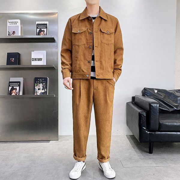 men's tracksuits korean loose corduroy denim jacket and pants sets men autumn casual sports suit vintage cargo trousers suits male, Gray
men's tracksuits korean loose corduroy denim jacket and pants sets men autumn casual sports suit vintage cargo trousers suits male, Gray