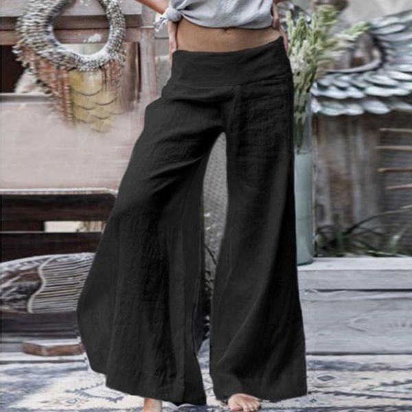 women vintage linen pants long palazzo 2021 celmia casual loose wide leg elastic waist trousers pantalon femme#g3 women's & capris, Black;white
women vintage linen pants long palazzo 2021 celmia casual loose wide leg elastic waist trousers pantalon femme#g3 women's & capris, Black;white