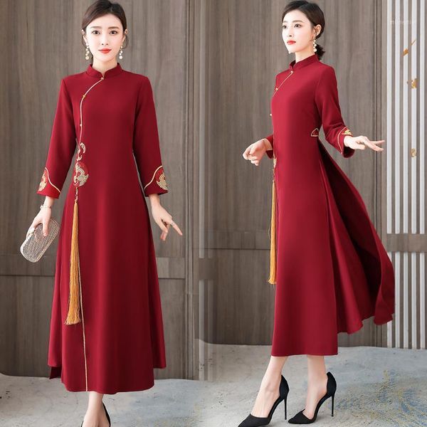ethnic clothing spring autumn asian dress for women full sleeve gown ladies improved cheongsam ao dai vietnam national costume, Red
ethnic clothing spring autumn asian dress for women full sleeve gown ladies improved cheongsam ao dai vietnam national costume, Red