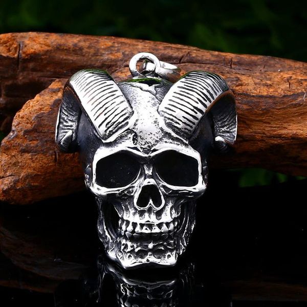 pendant necklaces goth satan skull necklace stainless steel men's punk street style sheep head jewelry accessories, Silver
pendant necklaces goth satan skull necklace stainless steel men's punk street style sheep head jewelry accessories, Silver