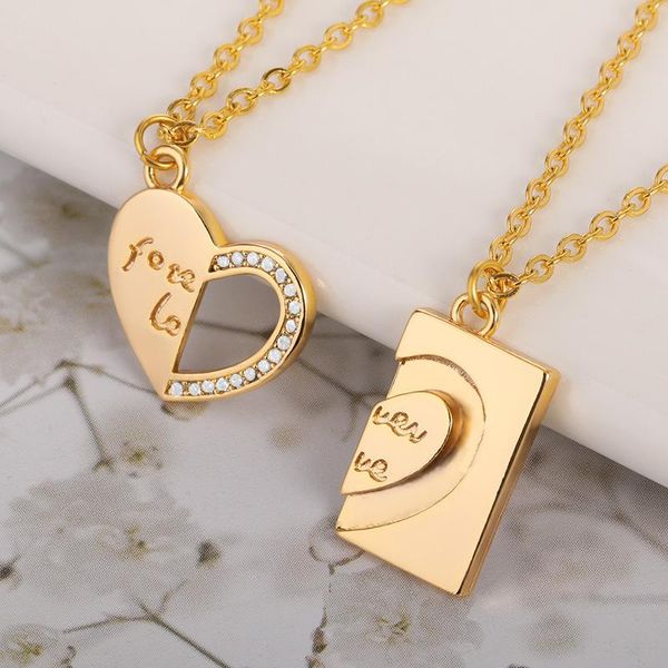 pendant necklaces 2pcs/set love heart matching necklace zircons stainless steel weddings jewelry chain lover's letter, Silver
pendant necklaces 2pcs/set love heart matching necklace zircons stainless steel weddings jewelry chain lover's letter, Silver