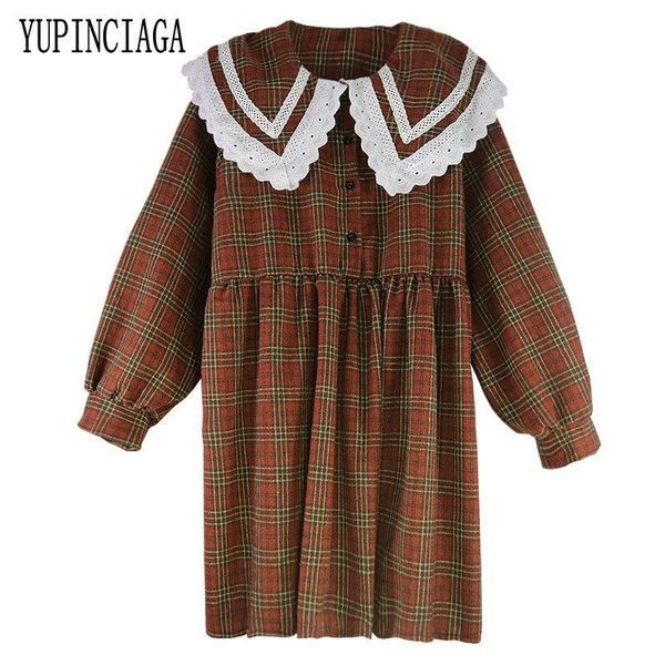 casual dresses mori girl sweet dress women turn-down collar plaid kawaii female vestidos mid-length long-sleeved yupinciaga, Black;gray
casual dresses mori girl sweet dress women turn-down collar plaid kawaii female vestidos mid-length long-sleeved yupinciaga, Black;gray