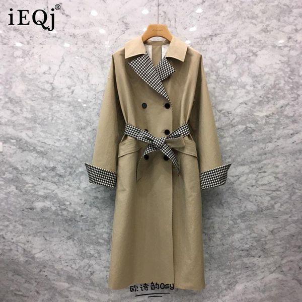 women's trench coats ieqj women korean style lace-up plaid stitching temperament lapel long sleeve loose windbreaker fashion autumn 202, Tan;black
women's trench coats ieqj women korean style lace-up plaid stitching temperament lapel long sleeve loose windbreaker fashion autumn 202, Tan;black