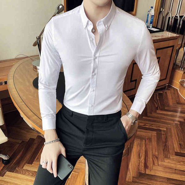 men's casual shirts superior boutique quality businessman's shirt gentlemen's solid simple fine sleeve formal wear blouse hom, White;black
men's casual shirts superior boutique quality businessman's shirt gentlemen's solid simple fine sleeve formal wear blouse hom, White;black