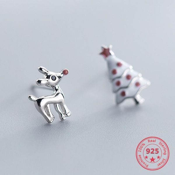 real 925 sterling silver cute deer christmas tree jewelry women asymmetry stud earrings fashion girl gifts, Golden;silver
real 925 sterling silver cute deer christmas tree jewelry women asymmetry stud earrings fashion girl gifts, Golden;silver