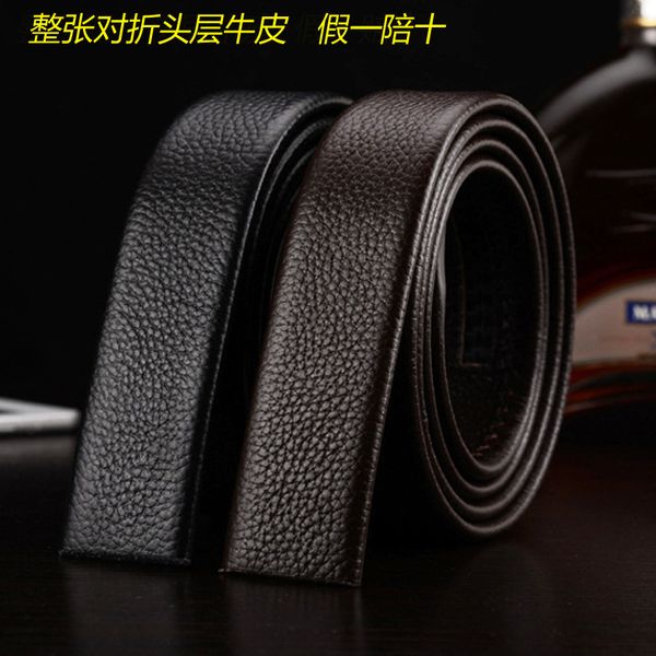 men's leather automatic buckle headless belt double-sided litchi grain head layer cattle body button less soft strip, Black;brown
men's leather automatic buckle headless belt double-sided litchi grain head layer cattle body button less soft strip, Black;brown
