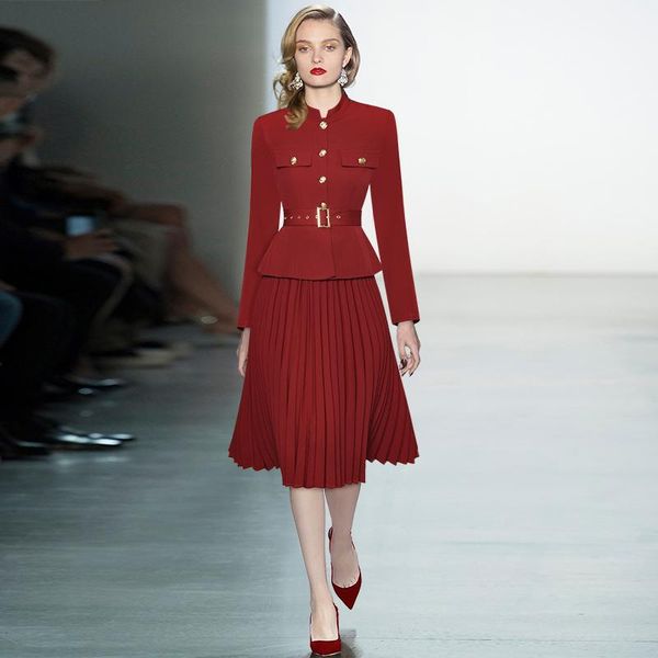 casual dresses runway 2021 women's stand collar long sleeve single breasted pleated slim dress 210924ch01, Black;gray
casual dresses runway 2021 women's stand collar long sleeve single breasted pleated slim dress 210924ch01, Black;gray