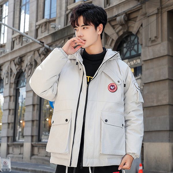 2020 winter thickened hooded down jacket men's short youth white warm trend leisure coat, Black
2020 winter thickened hooded down jacket men's short youth white warm trend leisure coat, Black