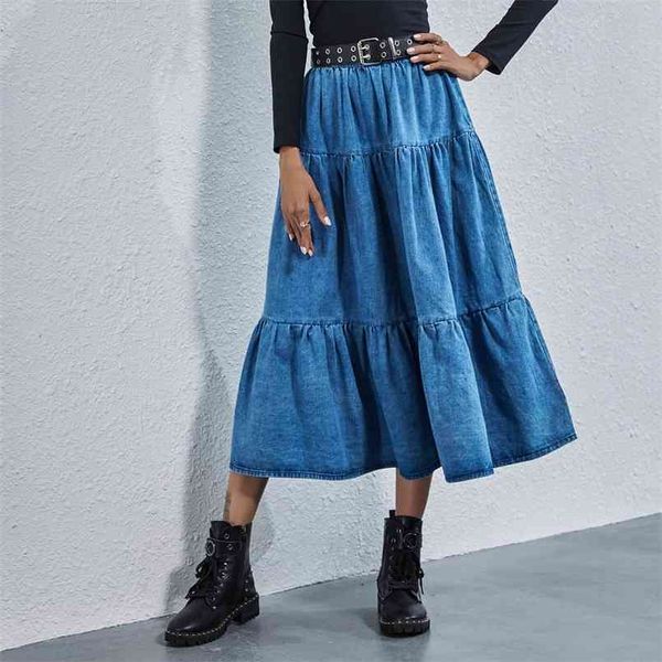 women's fashion waist cotton large swing denim loose skirt woman autumn winter long denim casual vintage s womens 210508, Black
women's fashion waist cotton large swing denim loose skirt woman autumn winter long denim casual vintage s womens 210508, Black