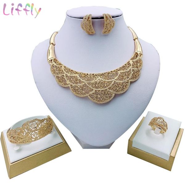 earrings & necklace classic african jewelry creative hollow design dubai gold sets for women ring bracelet wedding, Silver
earrings & necklace classic african jewelry creative hollow design dubai gold sets for women ring bracelet wedding, Silver