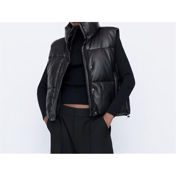 autumn winter women black warm faux leather vest coat casual zipper sleeveless jacket female short cotton outwear ladies 211123, Black;white
autumn winter women black warm faux leather vest coat casual zipper sleeveless jacket female short cotton outwear ladies 211123, Black;white