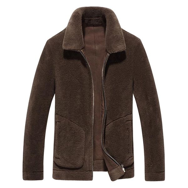 men's leather & faux 2021 wear lapel grain maoxiuxian short two-sided clothes wool overcoat, Black
men's leather & faux 2021 wear lapel grain maoxiuxian short two-sided clothes wool overcoat, Black