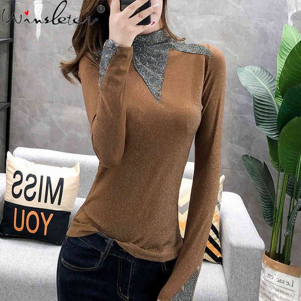 women's t-shirt autumn shiny diamond tshirt women fashion casual long sleeve bottoming turtleneck korean pullover female tees, White
women's t-shirt autumn shiny diamond tshirt women fashion casual long sleeve bottoming turtleneck korean pullover female tees, White