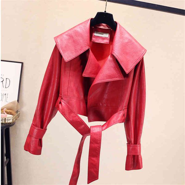 women's jackets spring autumn red pu leather coat lace up wash faux loose short motorcycle streetwear g101 u0b8, Black;brown
women's jackets spring autumn red pu leather coat lace up wash faux loose short motorcycle streetwear g101 u0b8, Black;brown