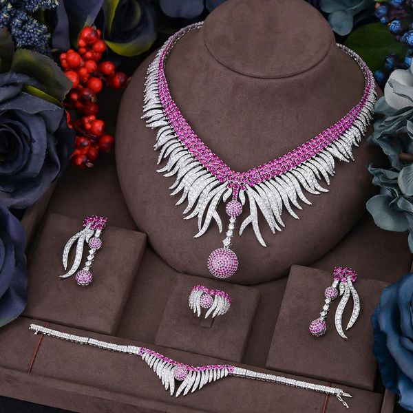 luxury refined elegant bridal wedding 4 pcs feather jewelry sets bride cubic zirconia necklace bangle earrings ring set &, Silver
luxury refined elegant bridal wedding 4 pcs feather jewelry sets bride cubic zirconia necklace bangle earrings ring set &, Silver
