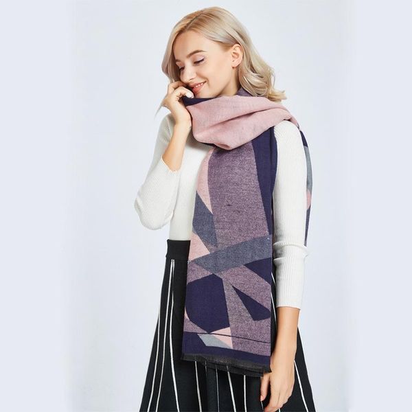 scarves women's thick warm shawl, stitching lattice collar, solid geometric pattern imitation cashmere scarf, Blue;gray
scarves women's thick warm shawl, stitching lattice collar, solid geometric pattern imitation cashmere scarf, Blue;gray