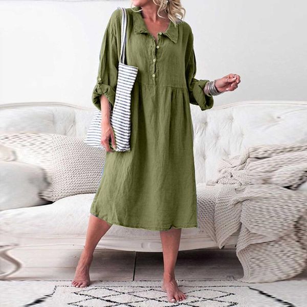 casual dresses cotton solid color long sleeve dress women autumn v-neck 3/4 loose retro maxi vestidos, Black;gray
casual dresses cotton solid color long sleeve dress women autumn v-neck 3/4 loose retro maxi vestidos, Black;gray