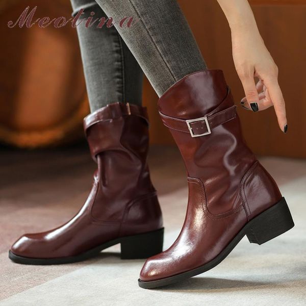 boots meotina women mid calf western thick med heel shoes slip on round toe ladies 2021 autumn fashion 33-40, Black
boots meotina women mid calf western thick med heel shoes slip on round toe ladies 2021 autumn fashion 33-40, Black