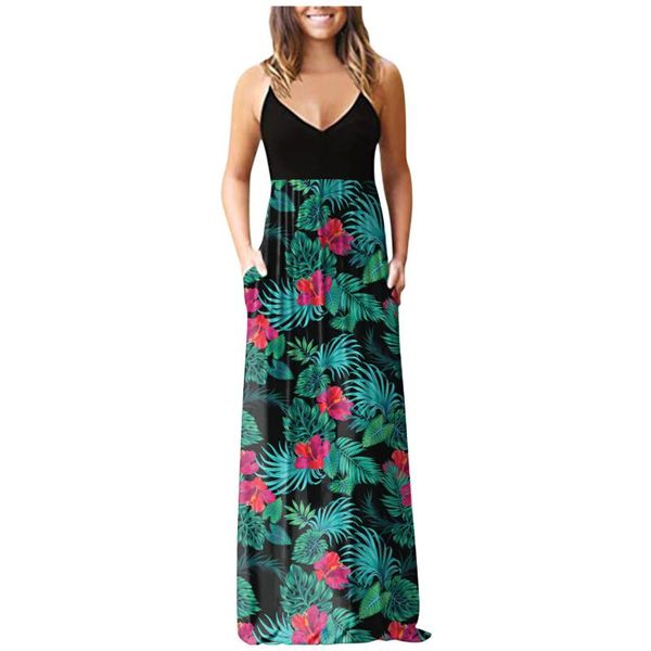 casual dresses women's summer long dress spaghetti straps sleeveless pockets maxi plus size floral print boho beach vestidos, Black;gray
casual dresses women's summer long dress spaghetti straps sleeveless pockets maxi plus size floral print boho beach vestidos, Black;gray