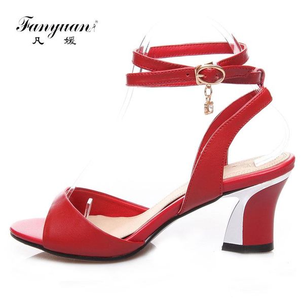 fanyuan summer shoes women ankle strap sandals genuine leather cross-tied peep-toe med high heel fashion size 33-44, Black
fanyuan summer shoes women ankle strap sandals genuine leather cross-tied peep-toe med high heel fashion size 33-44, Black